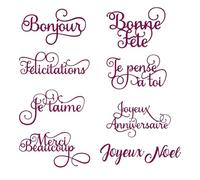 Matrices de découpe pour création de cartes - 8 pièces - Loisirs créatifs élégants - Mots romantiques en français (Bonjour, je t'aime) | Scrapbooking Cartes DIY Décoration