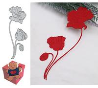 Matrices de découpe pour la fabrication de cartes, pochoirs pour bricolage, scrapbooking, album photo, gaufrage, papier, gabarit + broche mignonne (feuilles de coquelicot)