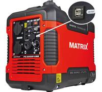 Matrix PG 2000i-USB Inverter Essence Groupe électrogène de secours 2000 watts Générateur de courant avec USB Groupe électrogène très silencieux, 4 temps, 2x230V, 12V 2USB