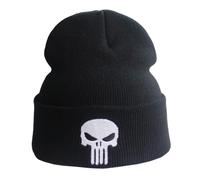 MATRIXX Chapeau Homme Pun.ish-ER, Bonnet en Tricot de Dessin Animé Brodé, Bonnet Taille Unique Hommes, Femmes et Enfants-Black-B||1 Piece
