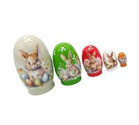 Matryoshka Lot de 5 poupées russes en bois fabriquées à la main sur le thème de Pâques pour exposer des poupées russes