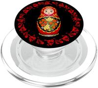 Matryoshka Nesting Doll Russian Doll Red on Black PopSockets PopGrip pour MagSafe