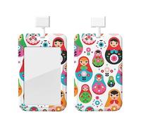 Matryoshka Poupée russe Porte-badge d'identification pour enfants avec lanière Protecteur de carte d'identité en plastique Porte-badge avec fenêtre transparente Porte-badge pour carte d'identité pou