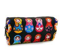 Matryoshka Sac à crayons avec fermeture Éclair Petite trousse à maquillage Poupée russe Sac à main pour enseignant Cadeau Gadget Trousse de maquillage Noir