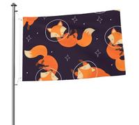 Mâts de drapeau de jardin personnalisés Elegant Happy Funny Fox, drapeaux de 90 x 60 cm avec œillets