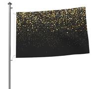 Mâts de drapeaux de jardin personnalisés, dorés et noirs, style moderne et tendance, drapeaux de 90 x 60 cm avec œillets