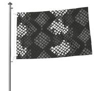 Mâts de drapeaux de jardin personnalisés motif peau de serpent, noirs, gris et blancs, drapeaux de 90 cm x 60 cm avec œillets