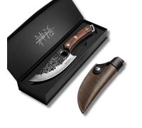 Matsato Couteau de Chef en Acier Japonais avec Étui en Cuir, Lame 15,7 cm | Manche bois de chêne. Étui 100% cuir véritable, fermeture bouton-pression. Lavage à la main.