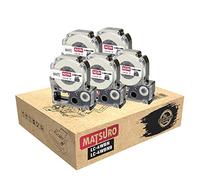Matsuro Originale | Compatibles Rubans Étiquettes Remplacement pour EPSON LC-4WBN LC-4WBN9 LK-4WBN Noir sur Blanc (12mm x 8m | 5 PACK)