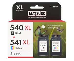 Matsuro PG-540 CLI-541 XL Multipack Cartouche d'encre Remplacement pour Canon PG-540 XL CLI-541 XL avec Puce Compatible pour Canon Pixma TS5150 TS5151 MG3650 MG3650S MG3600 MG4250 MX475 MG3250 MG3550