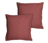 MATT & ROSE 2 taies d'oreiller Unies à Volant Coton LAVÉ | 100% Coton Lavé | Oeko-TEX | Lot de 2 Taies d'oreiller 65x65 cm | Lie de Vin