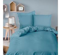 MATT & ROSE Housse de Couette 140x200 cm Unie Coton LAVÉ | 100% Coton Lavé | Oeko-TEX | Bleu Givré