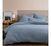 MATT & ROSE Housse de Couette 2 Personnes 240x260 cm Unie Coton LAVÉ | 100% Coton Lavé | Oeko-TEX | Bleu Orage