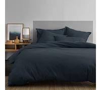 MATT & ROSE Housse de Couette 240x260 cm Unie Coton LAVÉ | 100% Coton Lavé | Oeko-TEX | Bleu Nuit