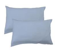 MATT & ROSE Lot de 2 taies d'oreiller Gaze DE Coton Unies 100% Coton | Bleu Horizon | 50x70 cm | Pour oreiller rectangulaire | Double gaze de qualité supérieure | Certification Oeko-Tex