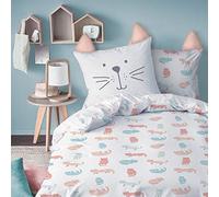 Matt&Rose Parure de lit + 1 Housse de Couette Blanche 135 x 200 + 80 x 80 cm
