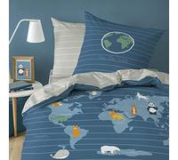 Matt&Rose Parure de lit + 1 Housse de Couette, Coton, Bleu, 135 x 200 + 80 x 80 cm