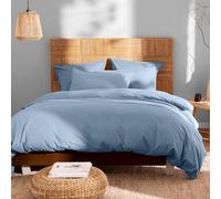 MATT & ROSE Parure de lit 2 Personnes cm Unie Coton LAVÉ | 100% Coton Lavé | Oeko-TEX | Housse de Couette 240x220 cm + 2 Taies d'oreiller à Volant 65x65 cm | Bleu Orage
