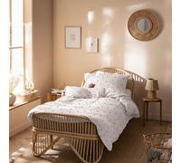 MATT & ROSE Parure de lit en Gaze de Coton imprimée Coeur 100% Coton | Blanc, rose | Housse de couette 140x200 cm + 1 taie d'oreiller 63x63 cm | Réversible | Fermeture boutons | Oeko-Tex