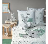 MATT & ROSE Parure de Lit Enfant 140x200 cm Koalas | 100% Coton | Oeko-TEX | Housse de Couette Enfant 140x200 cm + 1 Taie d'oreiller 63x63 cm Imprimées Réversibles | Blanc