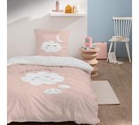 Parure de lit imprimée 100% coton, nuages rose 140X200 63X63