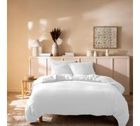 MATT & ROSE Parure de lit Unie Double Gaze de Coton | 100% Coton de qualité supérieure | Oeko-TEX | Housse de Couette 200x200cm + 2 Taies d'oreiller 65x65cm | Blanc