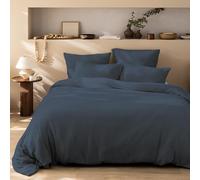 MATT & ROSE Parure de lit Unie Double Gaze DE Coton 240x220cm | 100% Coton de qualité supérieure | Oeko-TEX | Housse de Couette 240x220cm + 2 Taies d'oreiller 65x65 cm | Bleu Paon