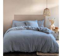 MATT & ROSE Parure de lit Unie Passion Lin 2 Personnes | 100% Lin Lavé | Oeko-TEX® Standard 100 | Housse de Couette 240x220 + 2 Taies d'oreiller 65x65 cm | Bleu Orage