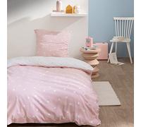 MATT & ROSE Pink Spots Parure de Lit Enfant Fille Imprimée Réversible | 100% Coton | Oeko-TEX | Housse de Couette 135x200 cm + 1 Taie d'oreiller 80x80 cm | Rose