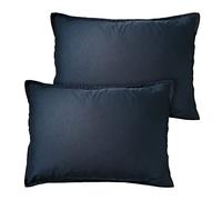 MATT & ROSE Taies d'oreiller 50x70 cm Lot de 2 Unies à Volant Coton LAVÉ | 100% Coton Lavé | Oeko-TEX | Bleu Nuit
