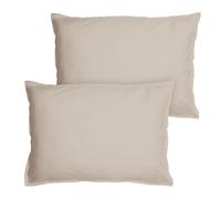 MATT & ROSE Taies d'oreiller 50x70 cm Lot de 2 Unies à Volant Coton LAVÉ | 100% Coton Lavé | Oeko-TEX | Couleur Lin