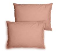 MATT & ROSE Taies d'oreiller 50x70 cm Lot de 2 Unies à Volant Coton LAVÉ | 100% Coton Lavé | Oeko-TEX | Nude