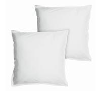 MATT & ROSE Taies d'oreiller 65x65 cm Lot de 2 Unies à Volant Coton LAVÉ | 100% Coton Lavé | Oeko-TEX | Blanc