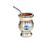 Matte argentin Yerba Mate Cup Classic, Fabriqué à la main à partir de pain en bois naturel avec revêtement en acier inoxydable, mat avec ampoule de perroquet, Gourd mate Cup