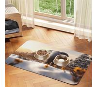 Matte Art Tapis d'alimentation en cuir absorbant pour chien et chat Motif focused on Elephants Imperméable sans taches Séchage rapide Antidérapant 45 x 30 cm