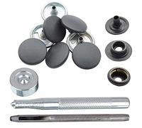 Matte Black 15mm Press Goujons 4 Partie, léger et durable, attaches en métal avec l'outil d'accrochage de fixation à la main pour Jeans, cuir, sangles Projets à coudre, 10pcs réparation de vêtements