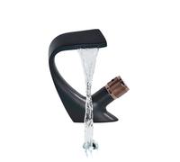 Matte Black Basin Faucets Waterfall Modern Brass Bathroom Faucet Deck Mount Simple Design Crane Cold Hot Water Mixer Tap(White)