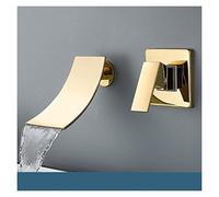 Matte Black/Chrome Bathroom Faucet Wall Mounted Waterfall Basin Faucets Washing Taps Cold Water Mixer Tap, économe en eau(Gold)