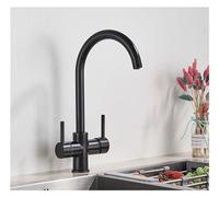 Matte Black Kitchen Faucet, 360° Swivel Brass Dual Spray Purifier, Vessel Sink Mixing Tap for Modern Kitchens, Durable & Stylish Design