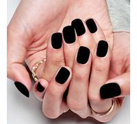 Matte Black Press on Nails Short Square, 120 Pcs, ongles artificiels courts carrés, 12 tailles, ongles en acrylique à coller, ongles mats avec colle et languettes de gel