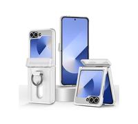 (Matte)Folding Central Axis Card Bag Phone Case with Ring For Samsung Galaxy Z Flip6 5G