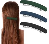 Matte French Hair Clips Set Of 3 Vintage Flat Hair Clips Cute Metal Hair Clips For Women And Girls (Blue+Green+Black)