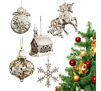 Matte Gold Vintage Snowflake Ornament, Gold Christmas Ornament Set, Matte Vintage, Sparkling Mini Christmas Tree Decoration Hanging Ornament(#J)