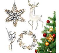 Matte Gold Vintage Snowflake Ornament, Gold Christmas Ornament Set, Premium Christmas Decorations, Matte Vintage, Sparkling Mini Tree Decoration Delicate Hanging Ornament(#8)