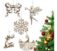 Matte Gold Vintage Snowflake Ornament, Gold Christmas Ornament Set, Premium Christmas Decorations, Matte Vintage, Sparkling Mini Tree Decoration Delicate Hanging Ornament(#2)