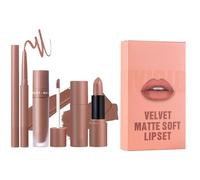 Matte Lipstick with Lipliner, 2-In-1 Lipstick & Liner, Non-Stick Cup High Pigmented, 3x Long-Lasting Lip Liner and Lipstick Set Moisturizing Velvet Lip Liner with Gloss for Women
