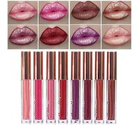 Matte Metallic Lip Gloss, Long Lasting Waterproof Strong Pigmented Not Stick Cup,Diamond Shimmer Liquid Lipstick Makeup for Women (Mixed 8pcs)