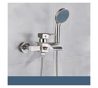 Matte Noir Salle de Bains Baignoire Robinet Robinet Robinet avec douche à main Chasserie chaude et froide mélangeur Robinet de baignoire mural(Brushed Nickel E)