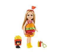 Barbie – Poupée Club Chelsea – Costume Burger – Avec animal de compagnie