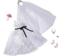 Barbie Fashion Pack - GWF10 - Ensemble tenue de robe de mariée blanche, un voile et quatre accessoires